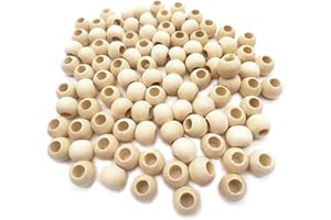 KTBEYTI 100 Pezzi 20 mm Perline Legno Naturale con Foro da 10 mm Non Verniciata per Dipingere Colorare Perline Rotonde per DIY Decorazioni Artigianali (Colore Legno Naturale)