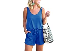 REORIA Womens Summer Scoop Neck Sleeveless Cool Tank Top Short Jumpsuit Rompers