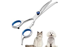 BULL TIGER PRESTIGE Forbici da Toelettatura per Cani Professionali, Forbici per Cani e Gatti in Acciaio Inossidabile, Forbici Animali Domestici con Punte di Sicurezza Rotonde, Forbice Curva Toelettatura Animali Fai Da Te