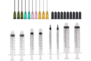 Shintop 20 Pack Syringes with Blunt Tip, 1/3/5/10ml Syringe with Dispensing Needles and Syringe Cap for Experiments, Industrial Use