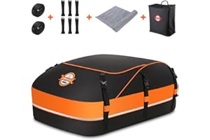 Sailnovo Box Tetto Auto Box Portapacchi per Auto Borsa da Trasporto Impermeabile Per Auto Con O Senza Portapacchi - incluso tappetino protettivo 6 ganci di sicurezza 8 cinghie e custodia(Arancia)