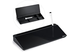 Varhomax Lavagna bianca da scrivania con contenitore, organizer da scrivania cancellabile a secco, in vetro, lavagna bianca per lista delle cose da fare, blocco note per casa, ufficio e materiale