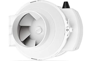calimaero® CALIFLOW Ventola Aspirazione 125mm InLinea Potente Ventilatore combinabile con filtro HEPA filtro a carboni attivi 3 stadi max. 280m³/h, 36Watt / 56dB / Jet resistente all'acqua/Plastica