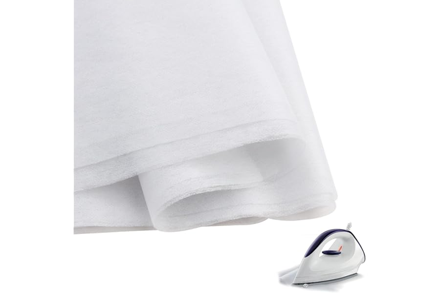 Fusible Interfacing Fabric 1 x 2m White Non-Woven Lightweight Fusible Iron On Interfacing Fabric Washable Adhesive Lining for Sewing Crafts, Quilting (Lightweight iron-2m)