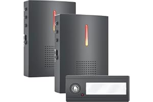 OULE GmbH Türklingel,Funkklingel Set, Funk Türklingel Kit,Kabellose Funk Türklingel,36 Melodien, bis zum 100m Reichweite Rein Batteriebetriebene Klingel (1 Sender und 2 Empfänger)