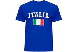Generico Maglia Italia, Tricolore. Maglietta Azzurra con Logo, Scritta. Tifoso Nazionale Calcio (Adulto