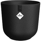 Elho Jazz Round 23cm Pot - Living Black | &Oslash; 23.1 x H 21.5 cm | Suitable for indoor use | 100% recycled plastic