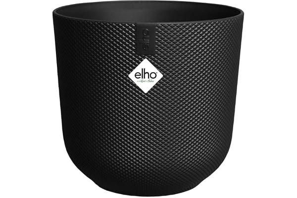 Elho Jazz Round Ø 19cm - Pot de Fleurs d'Intérieur - Plastique 100% Recyclé - Structure Unique - Ø 18.9 x H 17.6 cm - Noir/Living Noir
