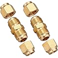 Litorange Air Conditioning Copper Pipe Extension for Joint Double Connector Intermediate Connection Head Free Welding Butt Copper Tube 4 PCS 1/2" (12.7mm) Short SAE Flare Nut & 2 PCS 1/2"Male Flare