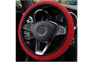 Adunsiaoto Universal Fit Car Steering Wheel Cover, Elastic Steering Wheel Cover, Anti-Slip Vehicle Car Steering Wheel Covers Protectors Diameter 36-38cm, Interior Accessories for Car(Red)
