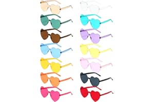 PARSUP 14 Paar Randlose Sonnenbrillen in Herzform, rahmenlose Herz-Sonnenbrillen, transparente, bonbonfarbene Gläser, getönte Brillen, Junggesellenabschiedsgeschenke, 14 Farben