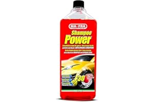 Mafra, Power Shampoo, Nettoyant automobile dégraissant concentré, facile à rincer, ne laisse pas de résidus ni de traces, idéal pour les voitures ternes et ridées, permet 30 lavages, 1000ml