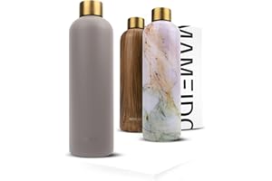 MAMEIDO Botella termica 750ml, 500ml & 1l - Botella agua acero inoxidable antigoteo, Botella agua termica sin BPA, Botella termo para bebidas frías y calientes (Taupe Grey Gold, 750ml)