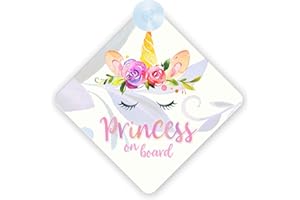 QG LTD mybabyonboard UK Unicorn Princess On Board Car Sign (002) Non Personalised Girl Safety Window Sign Gift/Present