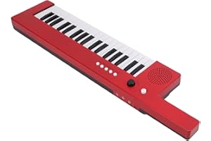 UXSIYA 37 Key Keyboard Piano with Microphone ,Slimline and Super compact Portable Guitar Electronic Organ Mini Keytar Beginners Education Musical Instrument(BF 3755 red)