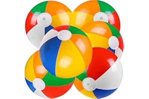 DIYDEC DTYDECLE 6 Stück 50cm Wasserball aufblasbar, Inflatable Beach Ball Bunte Strandball Aufblasbare Regenbogen Strand Spielzeug Ball für Sommer Wasser Pool Schwimmbad Spielzeug