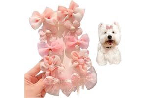 MIRKUZI Accessori pelo per cani 10 Pezzi Stili Misti Rosa Fiocco per Cani Fermagli per Capelli Piccoli Archi di Capelli del Cane Mollette per Cani Accessori per la Toelettatura Bellezza