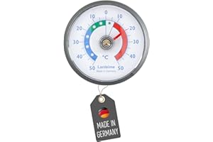 Lantelme Kühlschrankthermometer Selbstklebend Temperatur + - 50°C Analog | Thermometer Grau für Gefrierschrank Eisfach Kühltheke Kühlzelle Kühlfach Kühlschrank | Bimetall Analog (Grau)