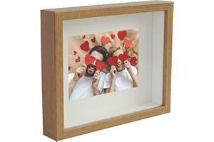 BD ART 20 x 25 cm Box 3D Marco de Fotos con Paspartu 13 x 13 cm, Roble