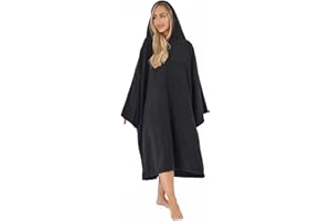 OHS Towel Poncho Adult Hooded Large Bath Swim Surf Beach Absorbent Microfiber Dry Changing Robe for Men Boys Quick Dry, Black