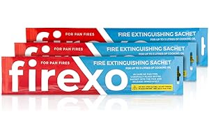 Firexo Pan Fire Extinguisher Sachet (Pack of 3) - Fire Extinguisher Blanket Alternative - Pan Fire Safety Extinguisher for all Oil & Fat Cooking Pan Fires, Home BBQ, Camping, Auto, RVs & Caravan