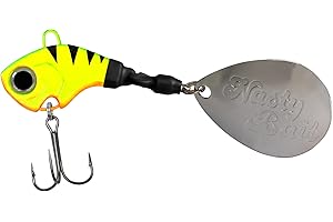 ‎NASTY BAIT Jig Spinner 22g/ Raubfischköder/extra großes, poliertes Spinnerblatt/aktive Modelle/Mustad Karbonstahl Haken/Länge 8cm für Barsch, Hecht, Rapfen, Zander und Wels