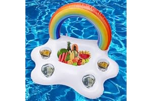 Morofme Rainbow Cloud Inflatable Drink Holder, Floating Beverage Salad Fruit Serving Bar Table Bar Pool Float Party, Pool Cooler Drink Float, Summer Beach Cup Bottle Holder Water Fun Decor Pool Toys