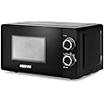 Geepas 700W Solo Manual Microwave | 20L Solo Microwave Oven with 5 Power Levels | Reheating, Automatic Defrost Function & 30 Minute Timer | 2 Rotary Dials, Easy Clean | Stylish Compact Design, Black