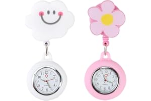 Nazaz Montre à Gousset d'Infirmière 2Pcs, Montre Trotteuse en Silicone avec Broche, Convient aux infirmières et Autres Professionnels de la santé,Précis et Facile à Lire, Facile à Transporter