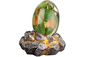 Eeneme Lava Dinosauro Uovo Ornamento Misterioso Cristallo Uovo di Drago con Base in Pietra, per Bambini Resina Dinosauro Uovo Decorazioni Souvenir, Verde 10 * 5 cm.
