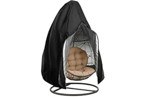 HomeMiYN Egg Chair Cover Patio Hanging Chair Cover, Outdoor Swing Chair Cover with Zipper, Waterproof Windproof Oxford Fabric Durable Garden Furniture (Black)