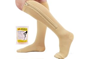 Ailaka 15-20 mmHg Zipper Compression Socks for Women Men, Closed Toe Support Graduated Medical Varicose Veins Hosiery, Perfect for Athletics, Running, Flight Travel, Support, Edema, Pregnancy