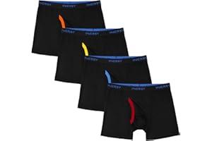 INNERSY Boys Boxers with Fly Hipster Trunks Underwear Multipack Underpants 6-18 Year Pants 4 Pack