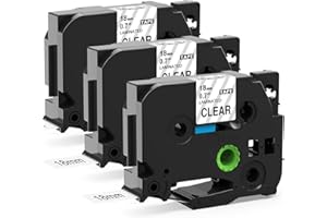3X MarkField Compatible 18mm Clear Label Maker Tape Replacement for Brother Label Printer TZ TZe-141 0.7in Laminated Transparent for PT-550 900 D400 D450 D600 P700 2430PC, Black on Clear
