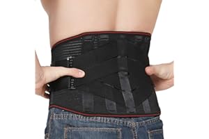 HEALTH IN Rückenbandage, Lendenwirbelstütze Rückengurt für Männer und Frauen, Verstellbarer Rückenstützgürtel mit Stützstreben zur Vermeidung oder Linderung von Kreuzschmerzen, Skoliose, Ischias (Schwarz, L)