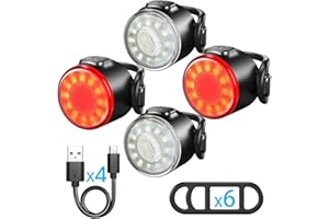 ASUNND Set di Luci Bicicletta, Luce Anteriore e Fanale Posteriore Ricaricabile USB, Luce per Bicicletta a LED Impermeabile IPX4, 6 Modalità di Luminosità, Adatto a Tutte le Biciclette e Varie Strade.