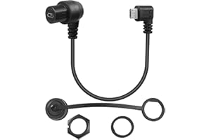 QIANRENON 90° Right Angle Micro USB Panel Flush Mount Waterproof Extension Cable Micro USB 5 Pin Male to Female Connector for Fixied on Dashboard of Car,Boat,Motorcycle,28cm/11in (left Bend Male)