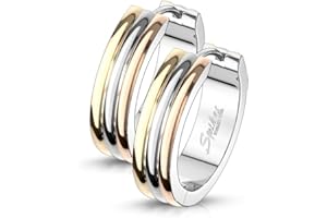 Bungsa Creolen im Tricolor Design aus 316L Edelstahl Unisex