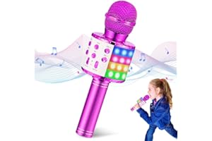 Gralal Cadeau Fille 4-12 Ans, Micro Enfant Jeux Fille 4-12 Ans Cadeaux pour Enfants Fille Adulte, Micro Microphone Karaoke Compatible avec Android/iOS/PC/Smartphone