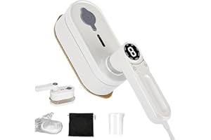Mucek Travel Iron Portable Clothes Steamer, Mini Steam Iron with Digital Display, 1200W Handheld Garment Steamer, 8 Gears 2-in-1 Steamer Iron for Clothes 10-Second Fast Heat-Up for Home and Travel Use