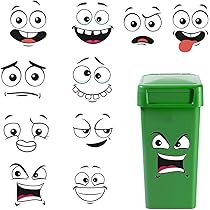Adesivi Divertenti Per Bidone Della Spazzatura - 4 Fogli Con Faccine Cartoon Per Decorare - Foto 8