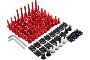 JFG RACING Tornillos Carenado Moto,Juego Completo Tornillos Tuercas Aluminio CNC Universales Carenado de Moto Kit para Motos Deportiva Motos de Calle Scooter-Rojo