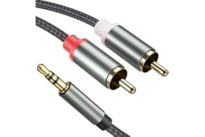 Froggen Câble RCA Jack Audio Stéréo 3.5mm, 3.5mm à 2 RCA Mâle Nylon Tressé Cordon Compatible avec TV PC Smartphone Ampli Chaîne HiFi Barre de Son Home Cinéma Autoradio Enceinte