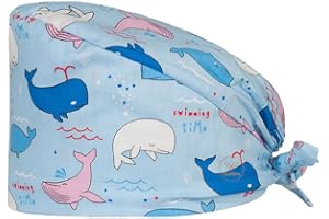 LEEQBCR 1-Piece Adjustable Cotton Surgical Hat with Button - Unisex Dust Cap for Men & Women (Blue)