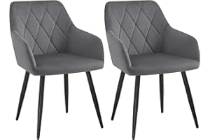‎WOLTU WOLTU 2er Set Esszimmerstühle mit Armlehne Rückenlehne, für Esszimmer Wohnzimmer Küche, Bequeme Küchenstühle gepolstert mit Samtbezug, Metallbeinen, Dunkelgrau