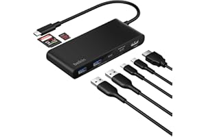Belkin USB C Hub, 7-Port Hub w/ 4K HDMI Display @ 60Hz, SD & MicroSD, 100W Power Delivery, Fast Data Transfer 5Gbps, USB C Multiport Adapter for MacBook, iPad Pro, Chromebook - HDMI 2.0 - Black