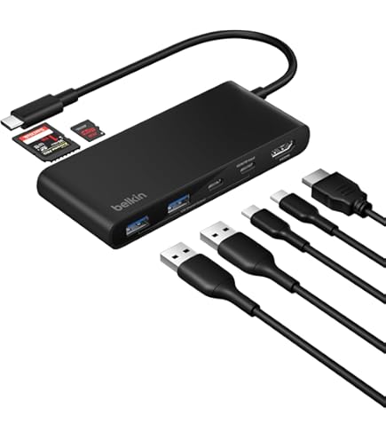 Belkin USB C Hub, 6-in-1 MultiPort Adapter Dock with 4K HDMI, USB