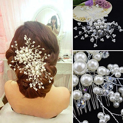 Musuntas Elegant Strass Perlen Hochzeit Braut Haarklammer Brautschmuck Braut Haarschmuck Haarclip–HG019 - 2