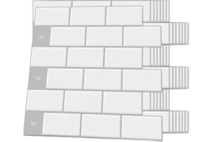 Art3d - Azulejos de cerámica autoadhesivos para azulejos, para cocina, paneles de pared 3D, color blanco con junta gris, 30 x 30 cm