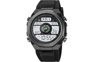 FINDTIME Montre Militaire Homme Commando pour Homme Montre de Sport, Calendrier,Réveil, Chronomètre, Podomètre Montre Numérique Étanche 50ATM Cadran